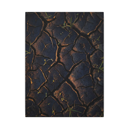 Cracked Earth Moody Minimal Canvas Art | Luxurious Dark Japandi Art