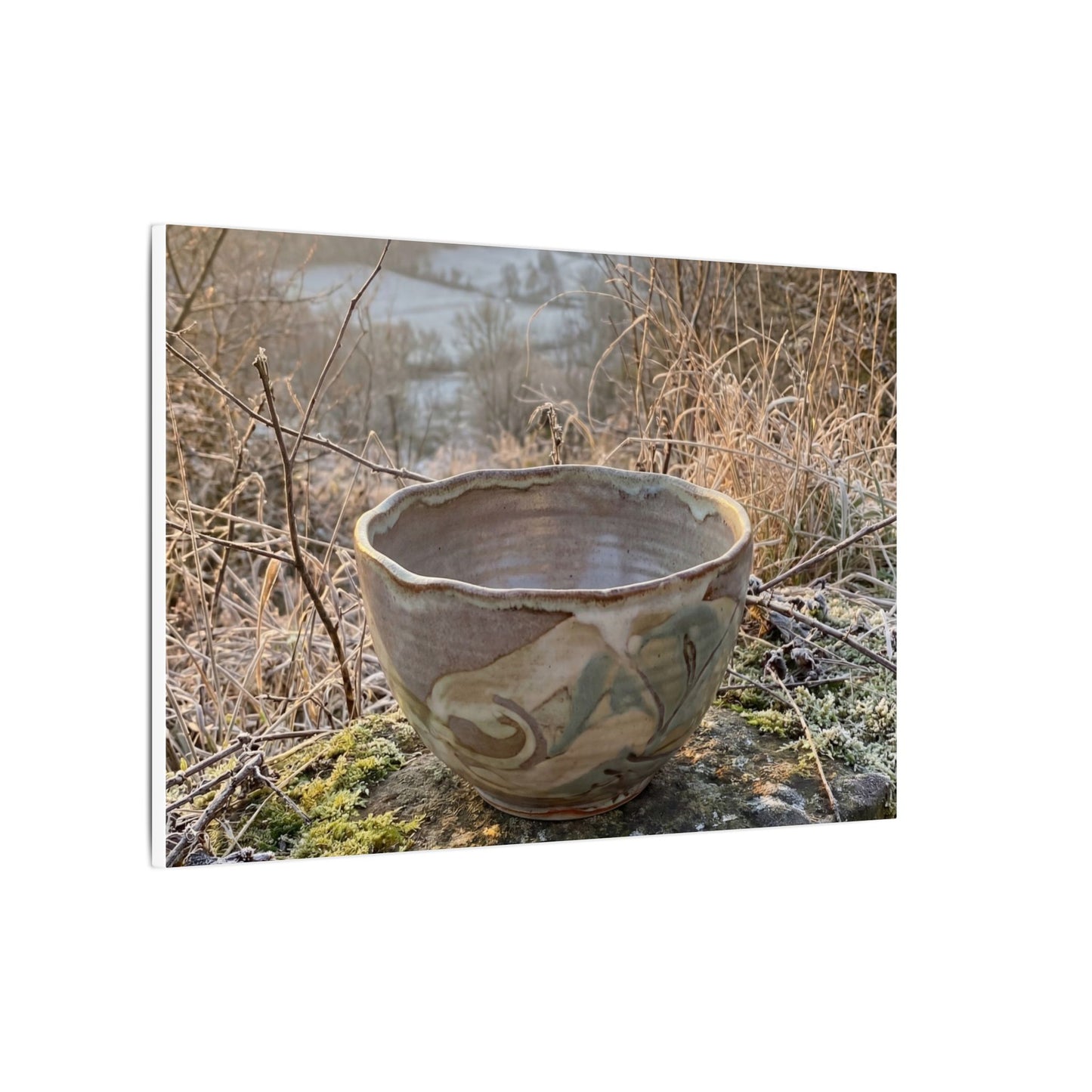 Golden Hour Ceramic Bowl Canvas Art - Japandi Shibui