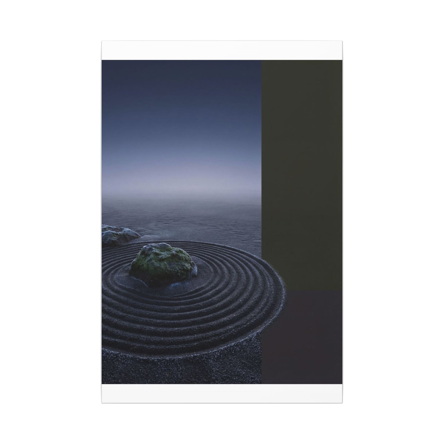 Ma Rock Garden Canvas Art - Dark Japandi Moody Minimal