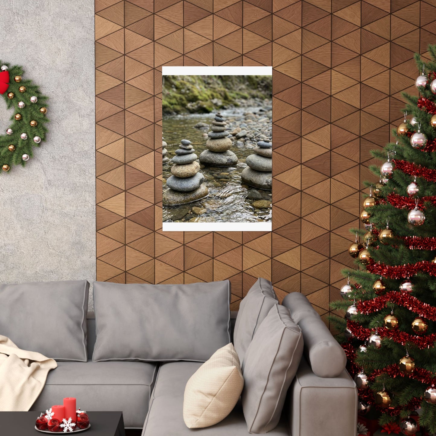 River Stones Summer Wall Art Print | Zen Contemplative Design