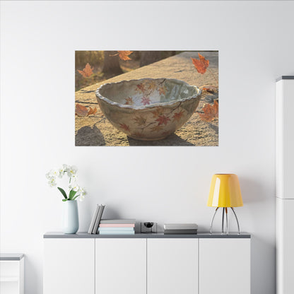 Japandi Ceramic Bowl in Golden Hour | Japanese Pattern Canvas Art
