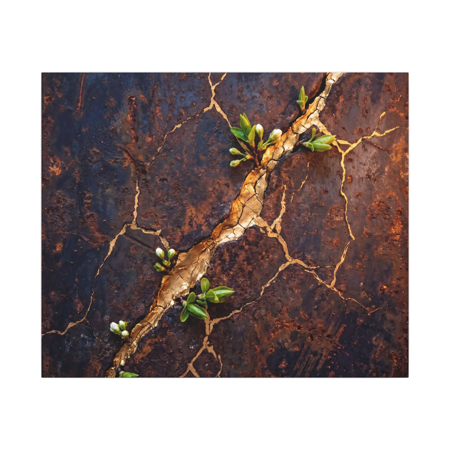 Rust Patina Spring Canvas Art | Kintsugi Resilient Design
