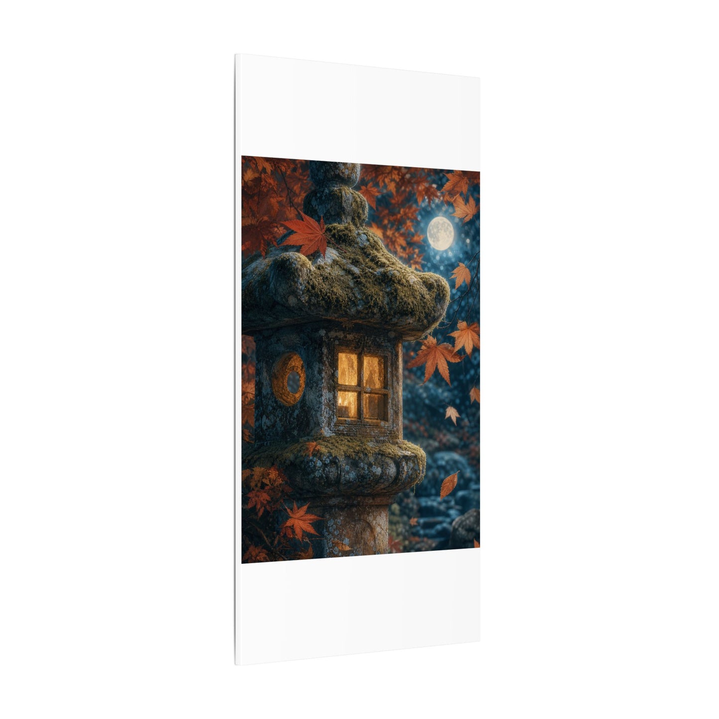 Autumn Stone Lantern Forest Whimsy Canvas Art | Earthy Decor