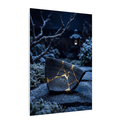 Moonlit Garden Winter Canvas Art | Kintsugi Artful Design