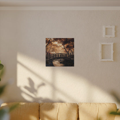 Autumn Wooden Bridge Gold Vein Canvas Art | Resilient Decor