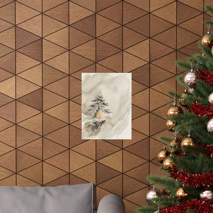 Warm Pine Tree Wall Art Print - Watercolor Japandi