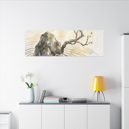 Serene Rock Garden Canvas Art - Sumi E Zen