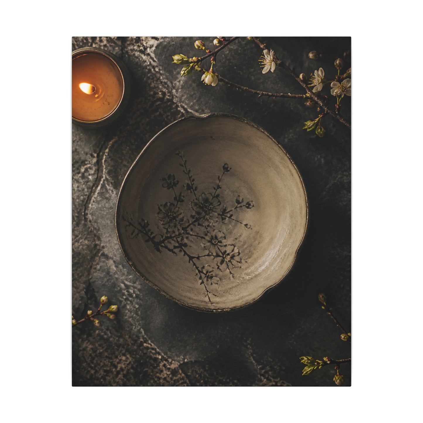 Ceramic Bowl Spring Canvas Art | Japandi Earthy Design