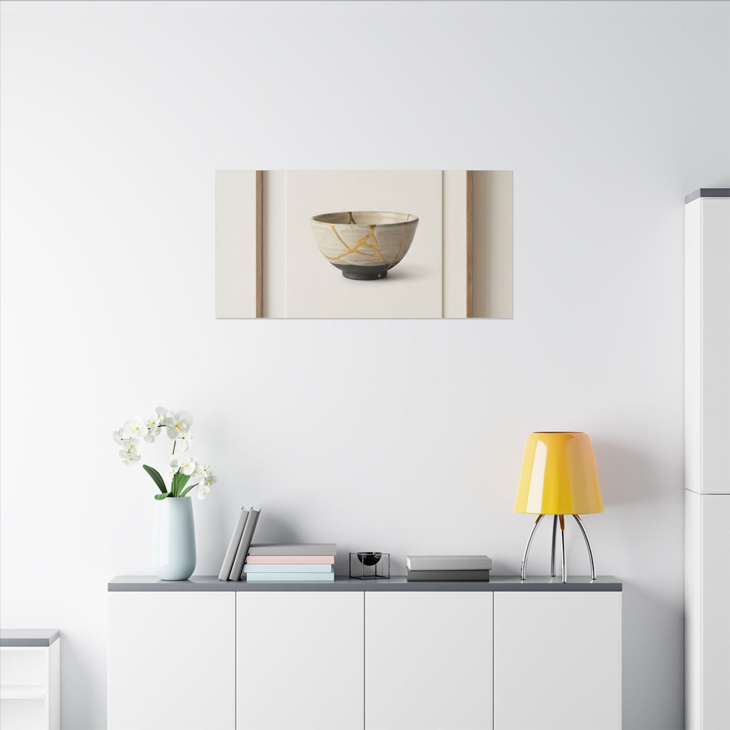 Kintsugi Charcoal Canvas Art