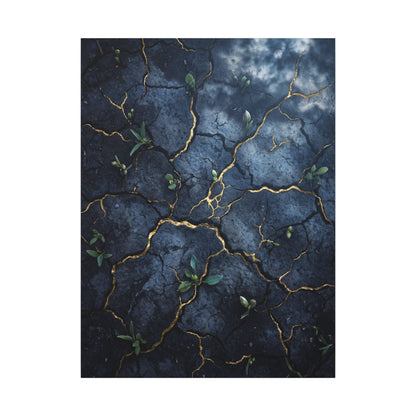 Cracked Earth Spring Canvas Art | Kintsugi Healing Design