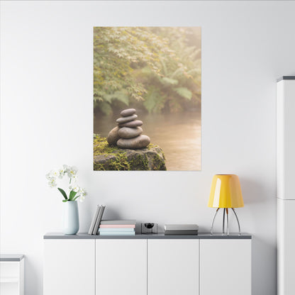 Cozy River Stones Canvas Art - Japanese Pattern Japandi