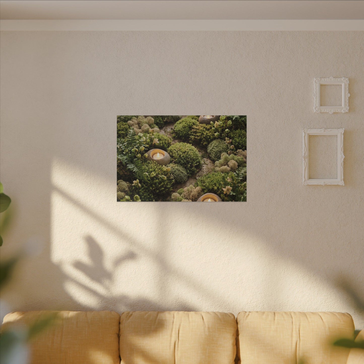 Moss Close Up Japanese Pattern Canvas Art | Neutral Japandi Art