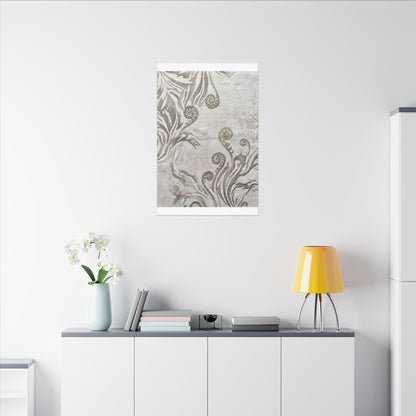 Japandi Fern Unfurling in Overcast | Japanese Pattern Canvas Art