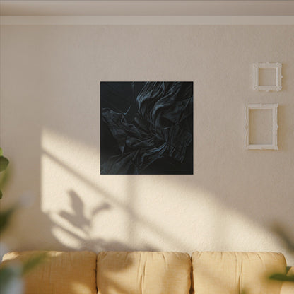 Dark Japandi Silk Drape in Moonlight | Moody Minimal Canvas Art