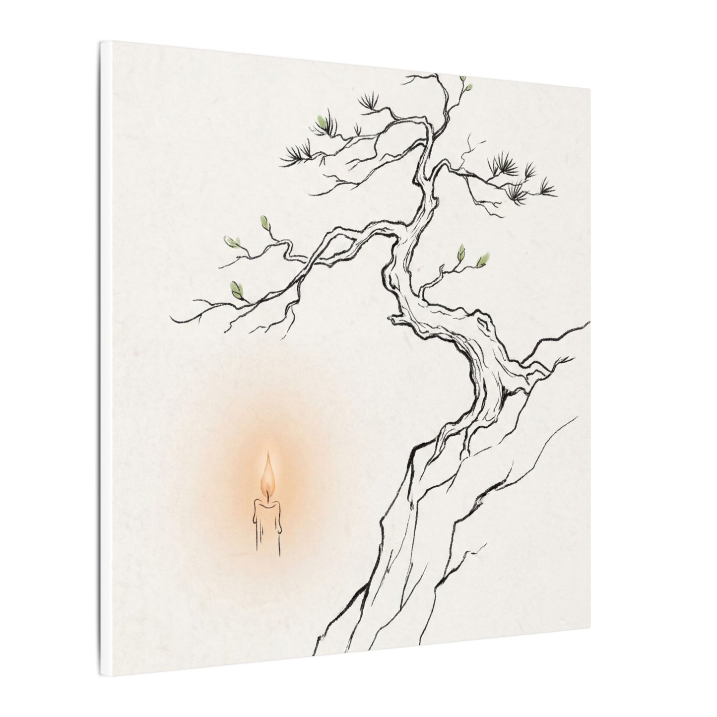 Candlelight Pine Tree Canvas Art - Japandi Shibui