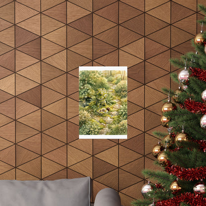 Japandi Stone Lantern in Golden Hour | Watercolor Wall Art Print