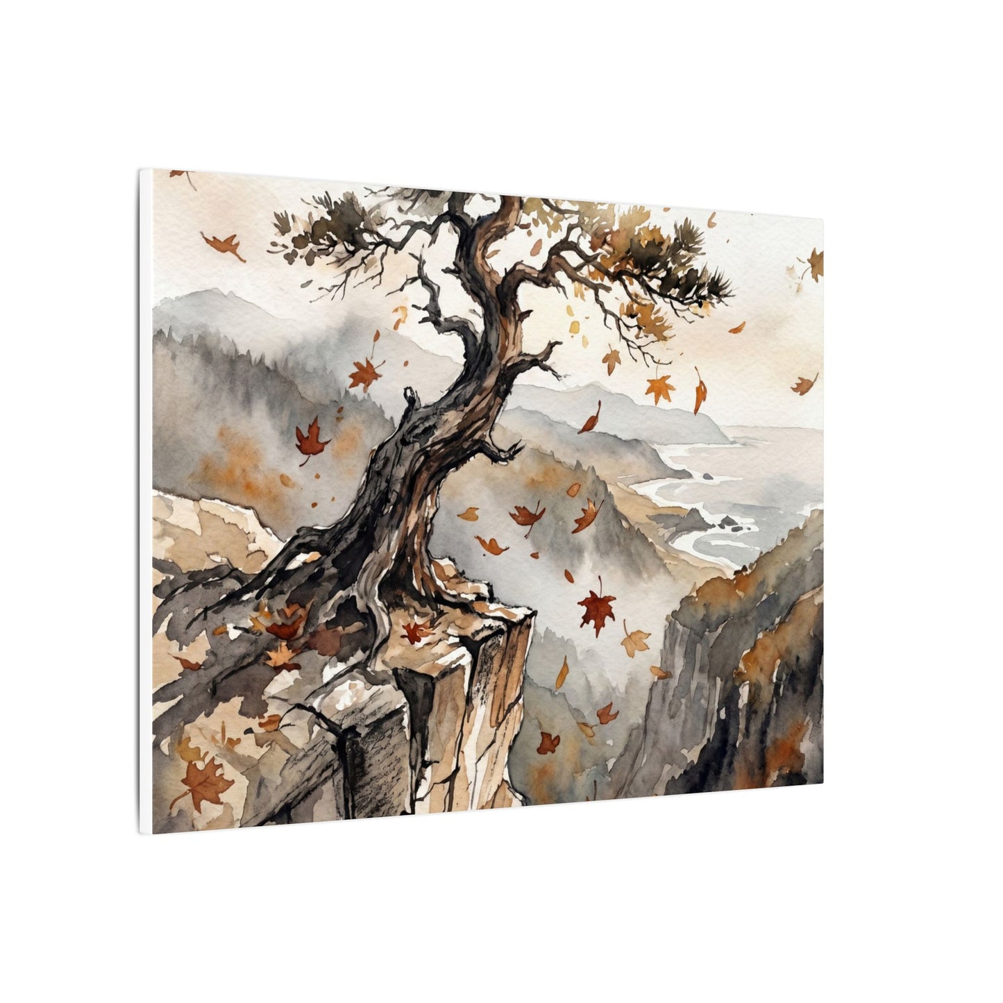 Autumn Pine Tree Watercolor Canvas Art | Warm Decor