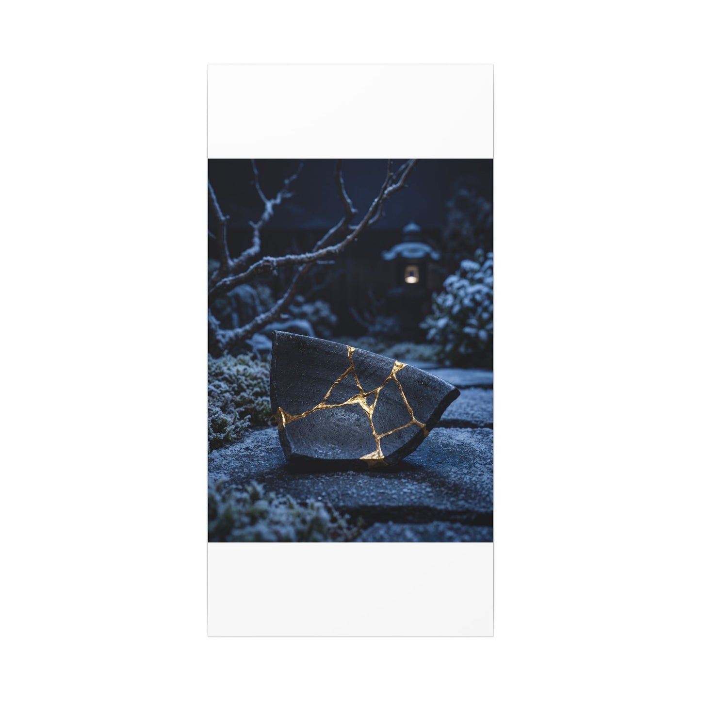 Moonlit Garden Winter Canvas Art | Kintsugi Artful Design