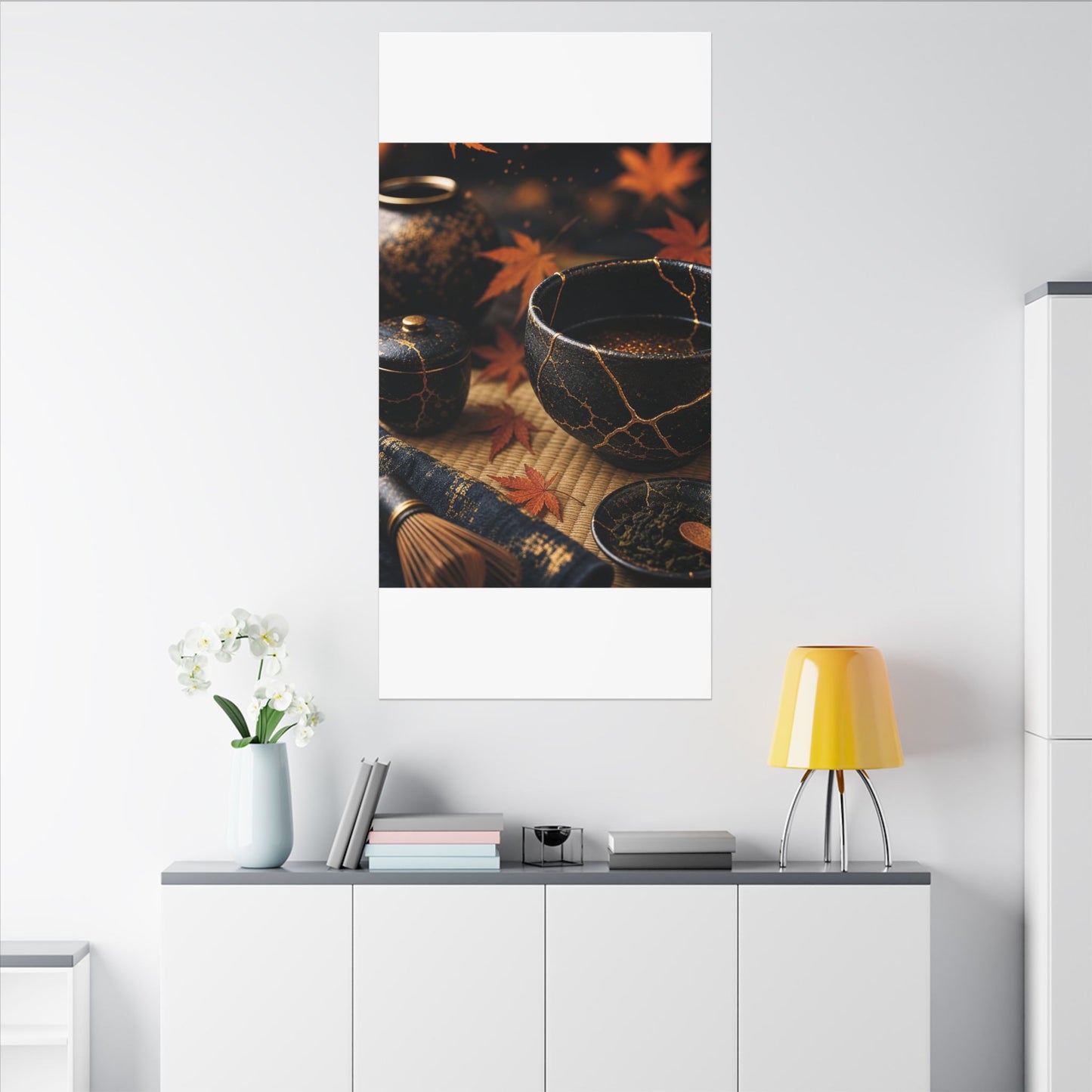 Seijaku Tea Ceremony Canvas Art - Kintsugi Gold Repair