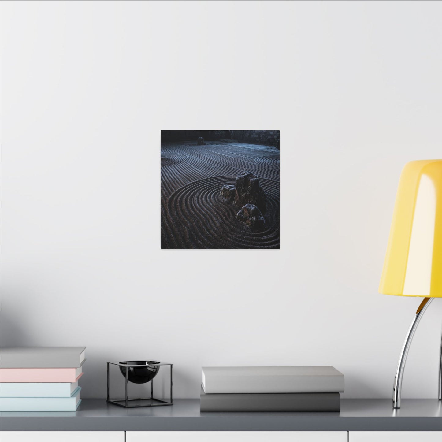 Moonlight Rock Garden Canvas Art - Dark Japandi Seijaku