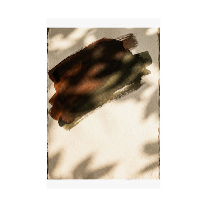 Dark Japandi Ink Brushstroke in Dappled | Moody Minimal Wall Art Print