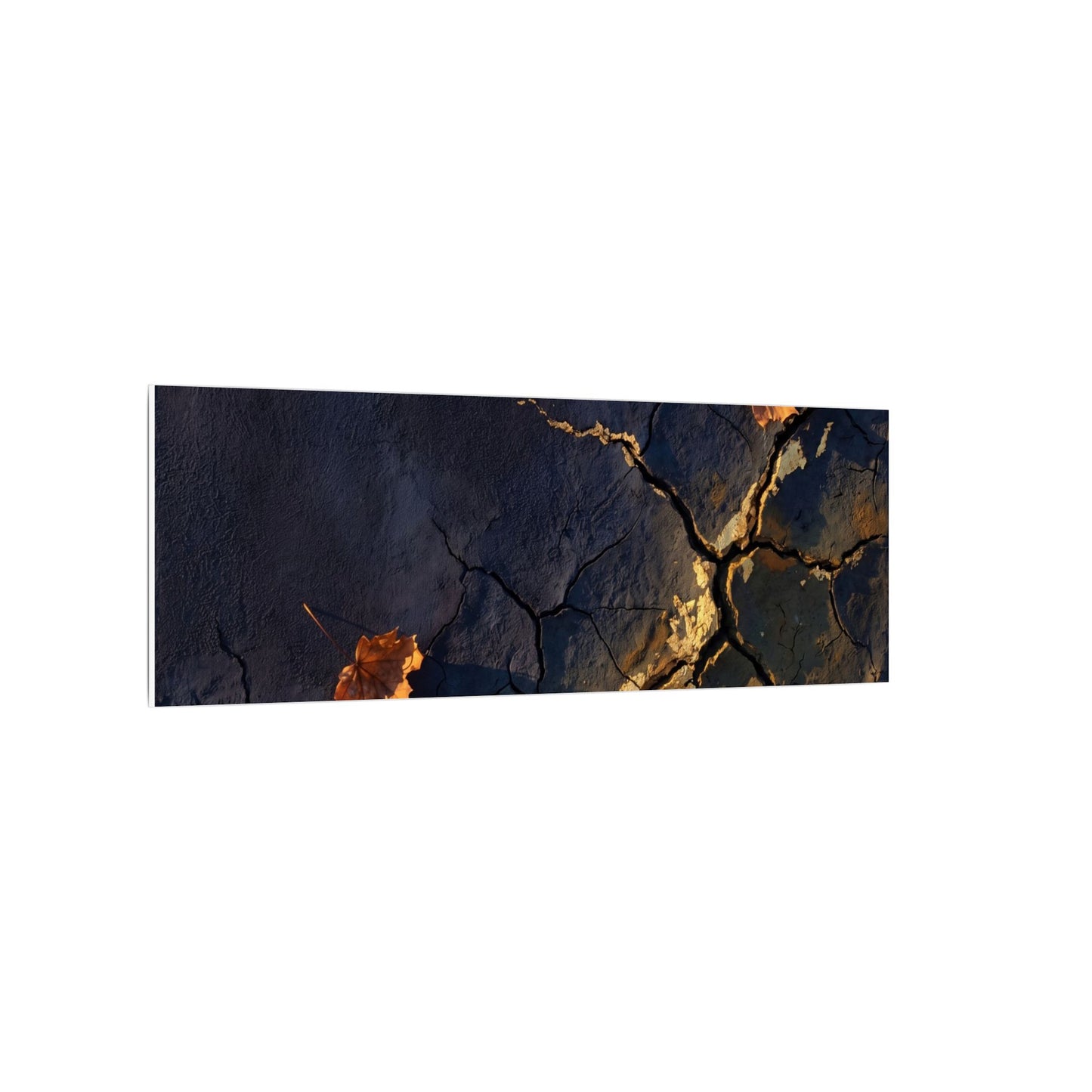 Cracked Earth Canvas Art | Autumn Dark Japandi Dark Texture Art