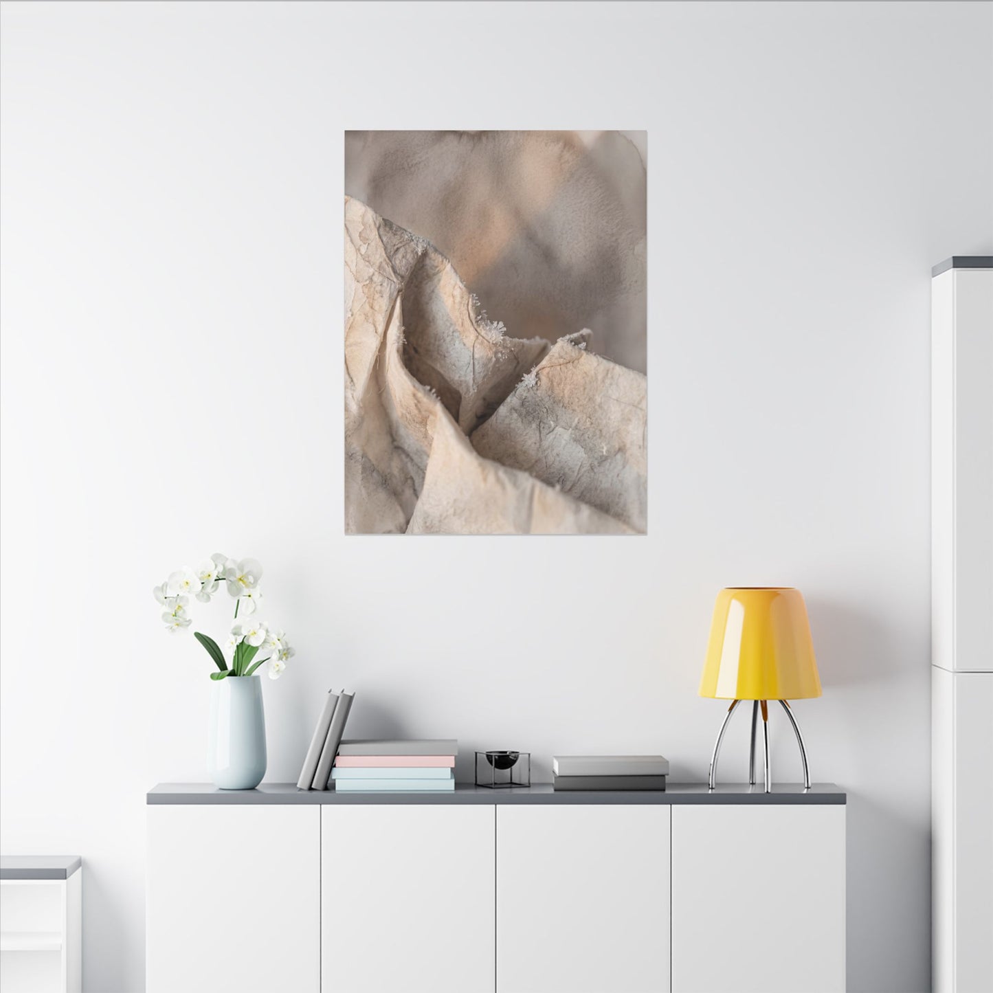 Japandi Paper Fold in Candlelight | Watercolor Canvas Art