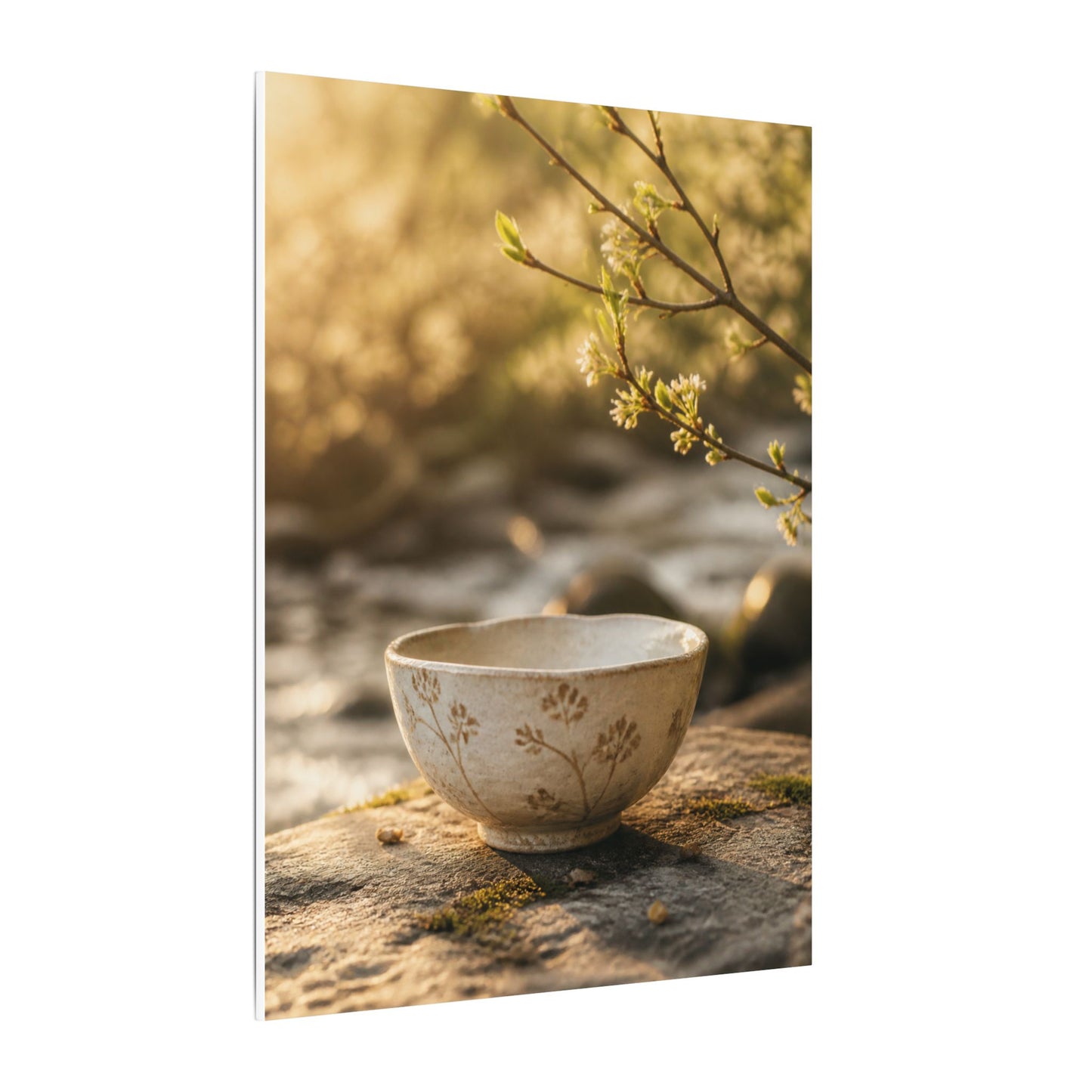 Neutral Ceramic Bowl Canvas Art - Japanese Pattern Japandi