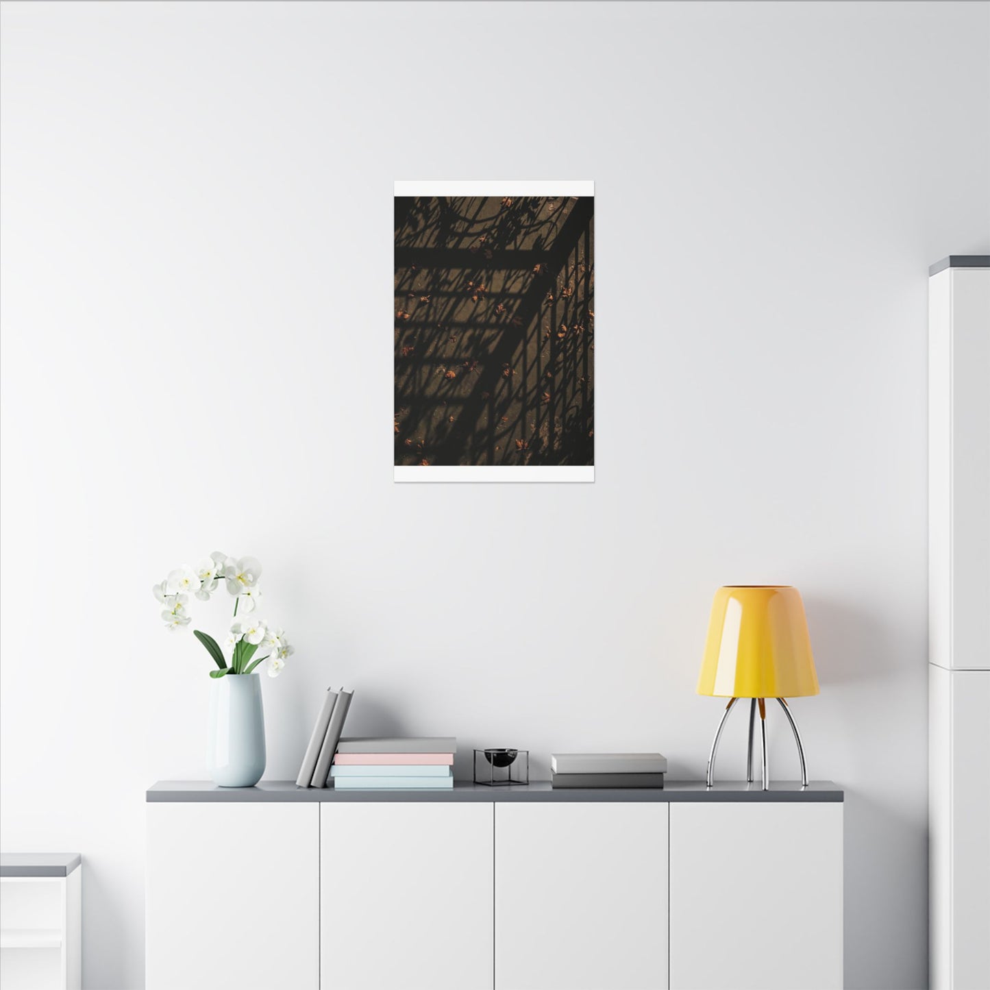 Shadow Play Canvas Art | Autumn Dark Japandi Moody Minimal Art