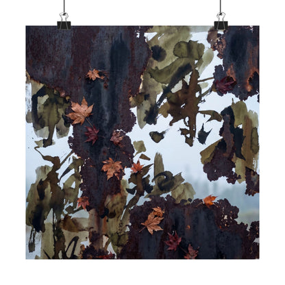Sophisticated Rust Patina Wall Art Print - Charcoal Ink Dark Japandi