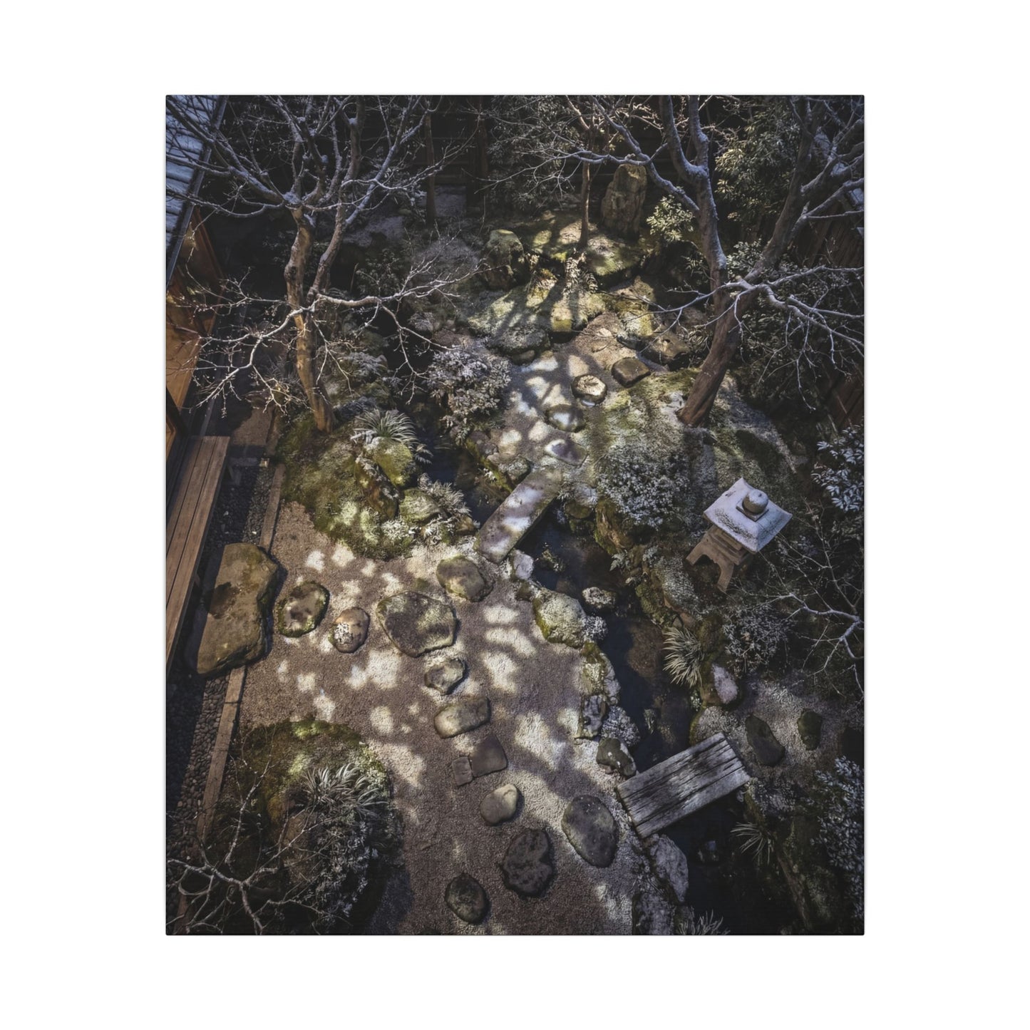 Moonlit Garden Japanese Pattern Canvas Art | Elegant Japandi Art