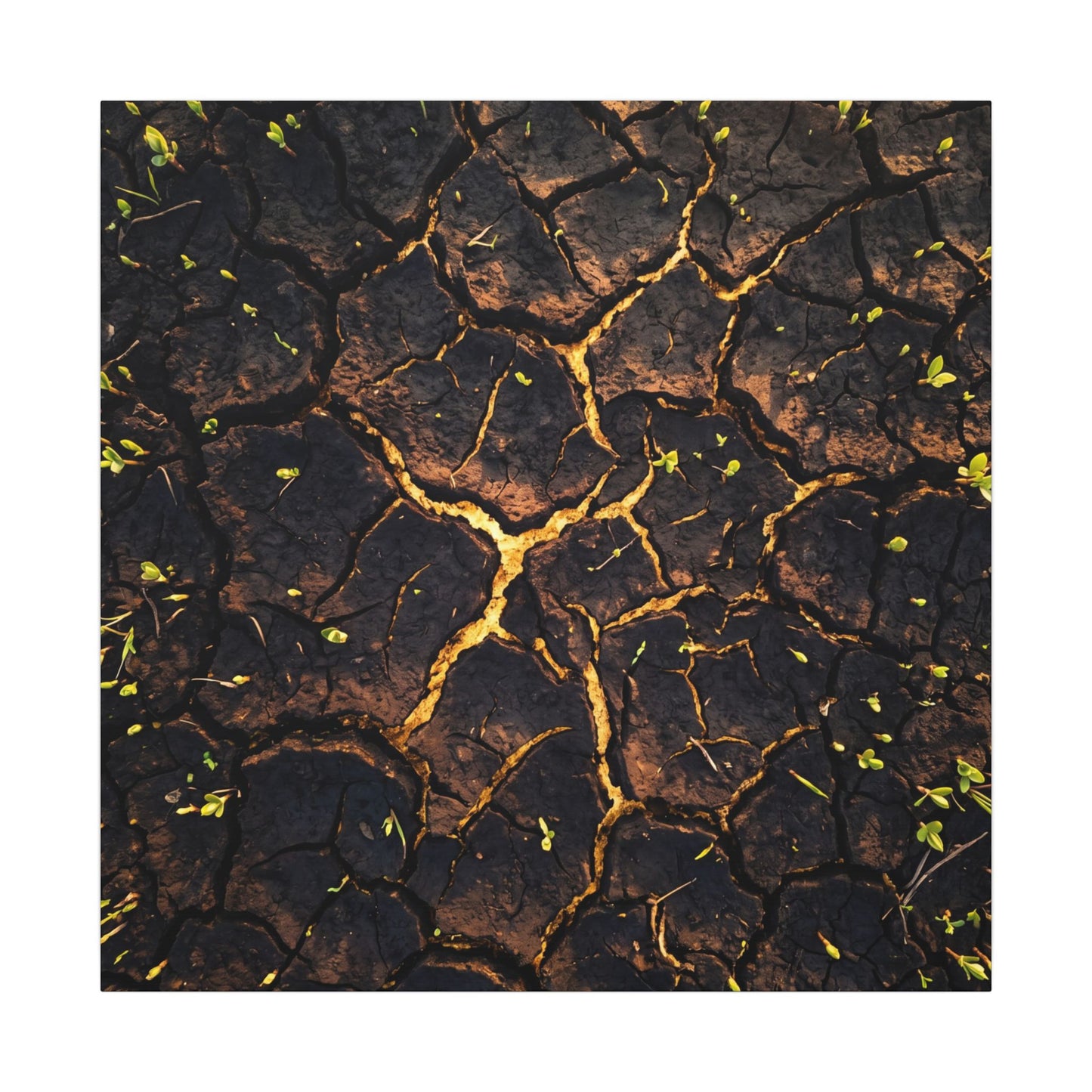 Cracked Earth Moody Minimal Canvas Art | Sophisticated Dark Japandi Art