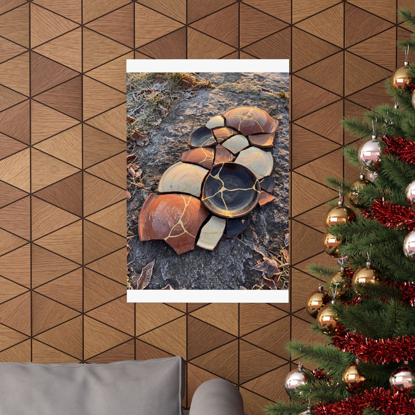 Winter Broken Pottery Gold Vein Wall Art Print | Philosophical Decor