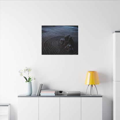 Moonlight Rock Garden Canvas Art - Dark Japandi Seijaku