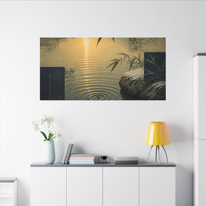 Zen Water Ripple in Golden Hour | Ukiyo E Inspired Canvas Art