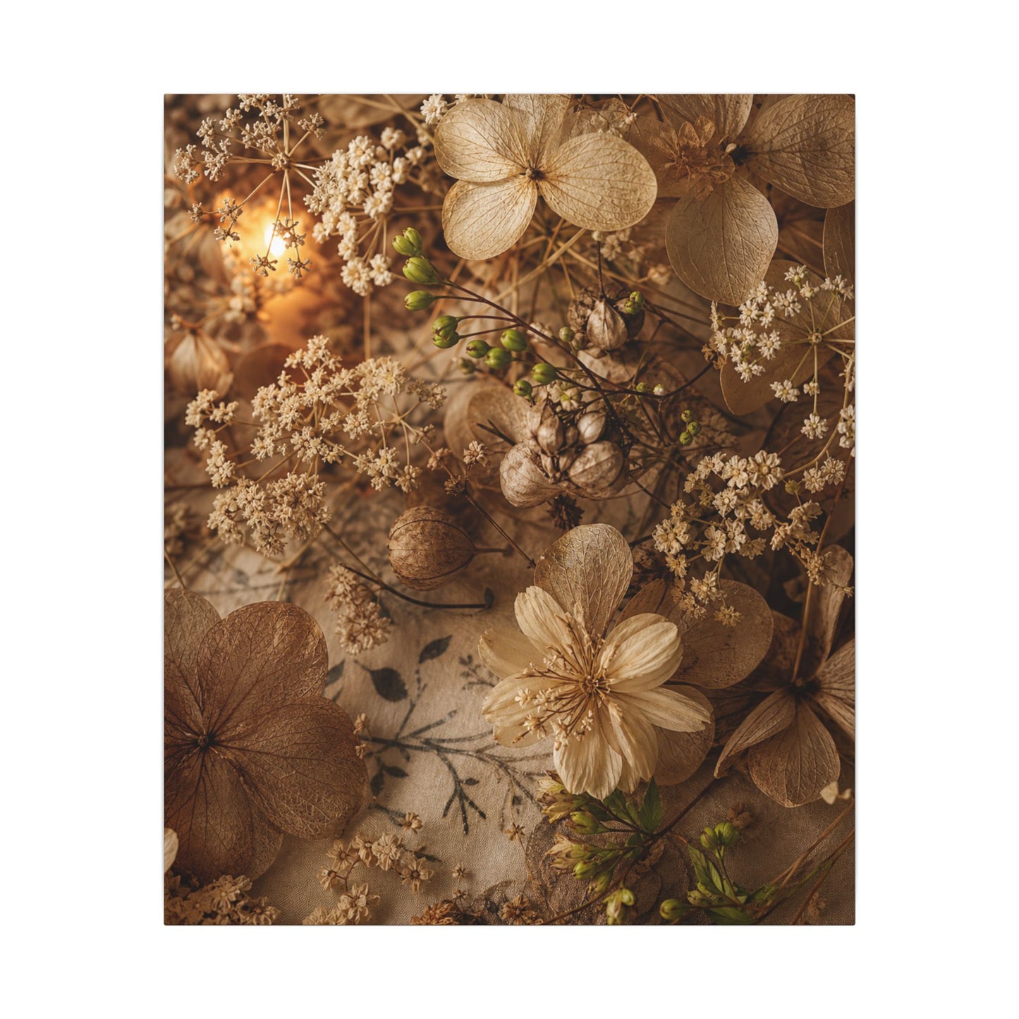 Spring Dried Flowers Japanese Pattern Canvas Art | Earthy Decor