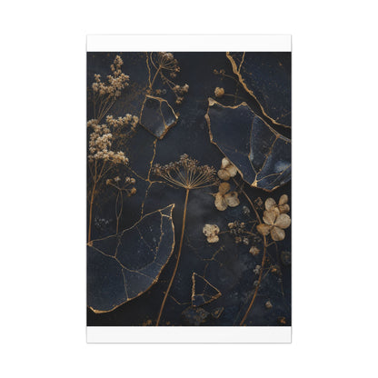 Philosophical Dried Flowers Canvas Art - Broken Beauty Kintsugi