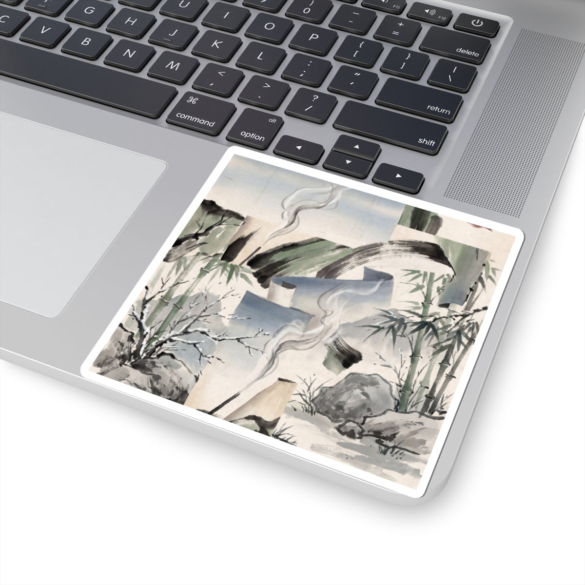 Winter Incense Smoke Sumi E Sticker | Peaceful Decor