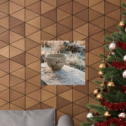 Japandi Ceramic Bowl in Golden Hour | Japanese Pattern Wall Art Print