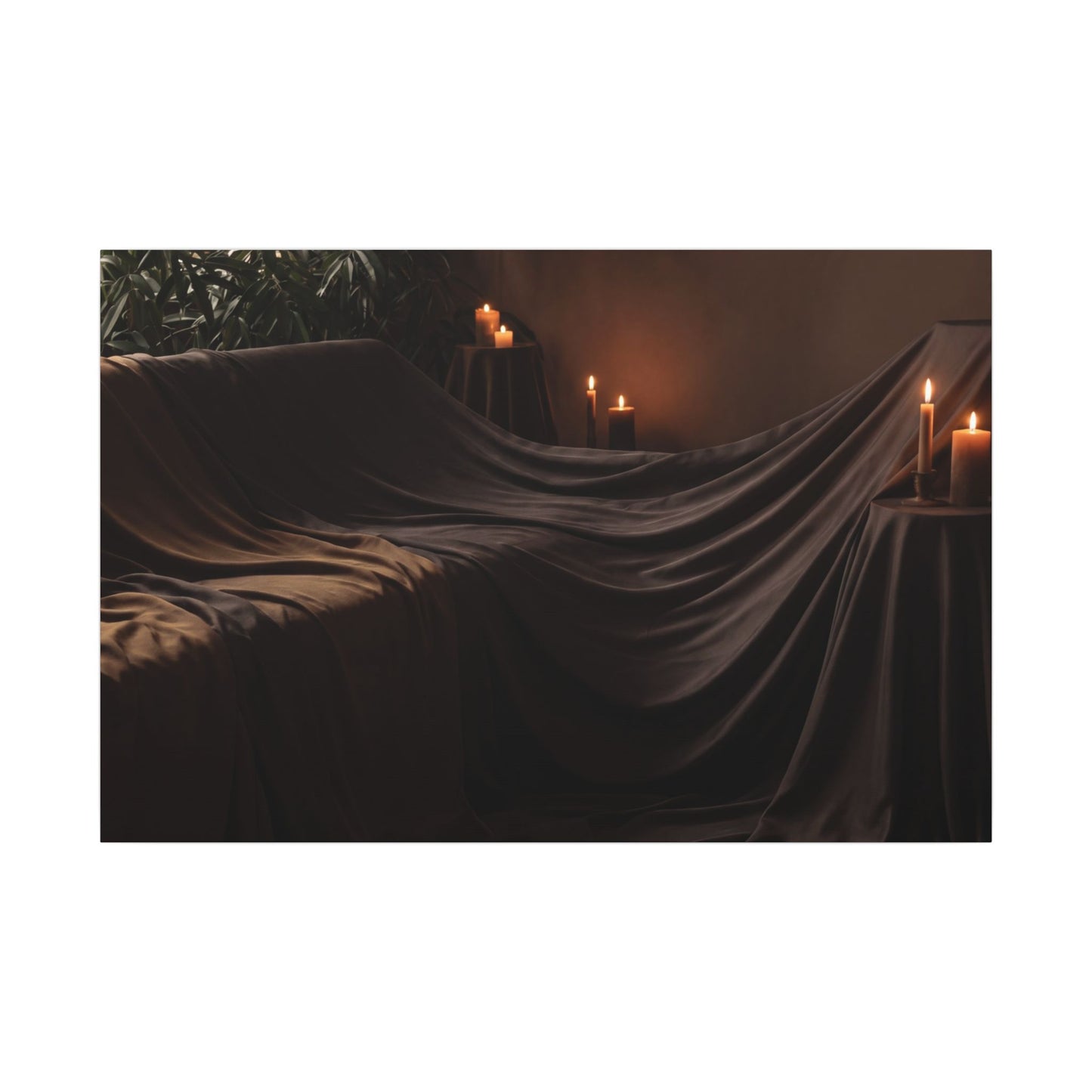 Candlelight Silk Drape Canvas Art - Dark Japandi Ma