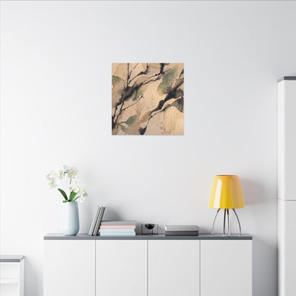 Japandi Shadow Play in Golden Hour | Watercolor Canvas Art
