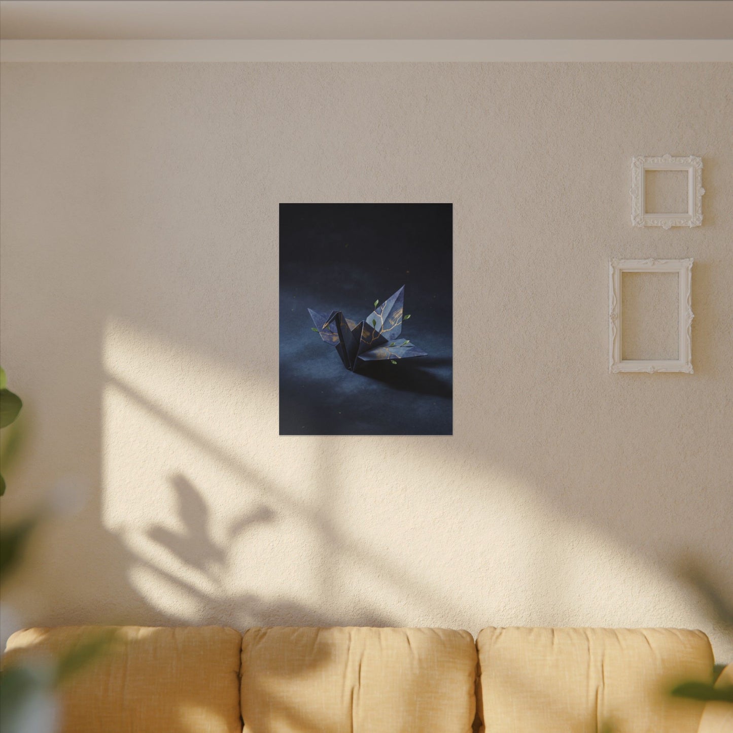 Kintsugi Paper Fold in Moonlight | Crackle Gold Canvas Art