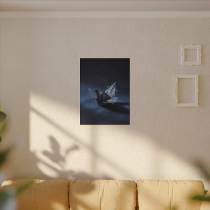 Kintsugi Paper Fold in Moonlight | Crackle Gold Canvas Art