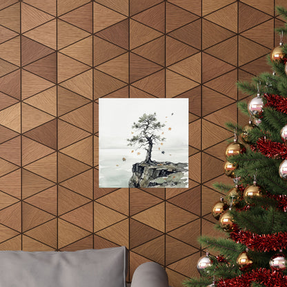 Autumn Pine Tree Watercolor Wall Art Print | Earthy Decor