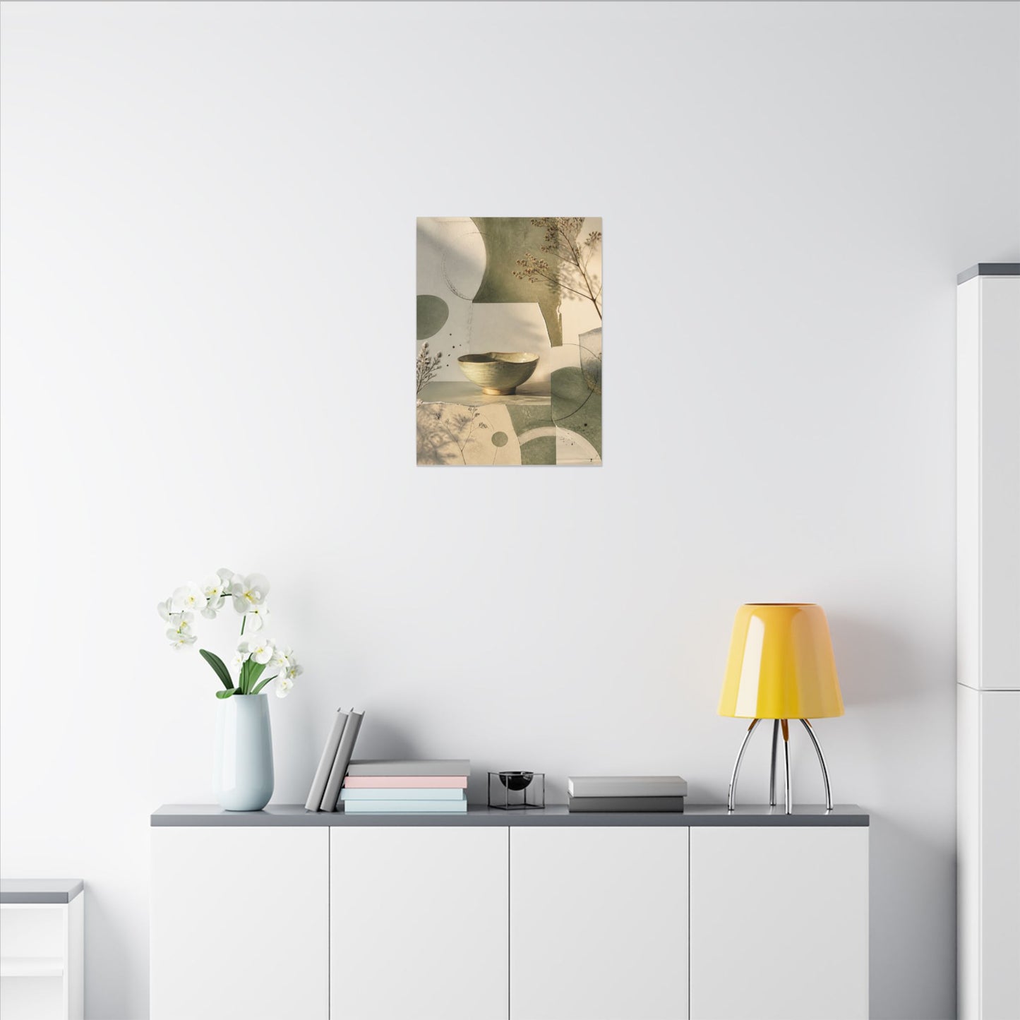 Warm Ceramic Bowl Canvas Art - Minimal Line Japandi