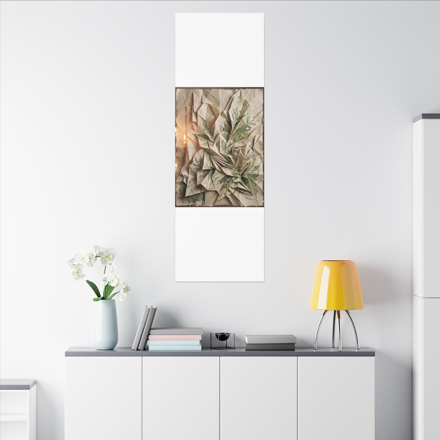Japandi Paper Fold in Candlelight | Texture Canvas Art