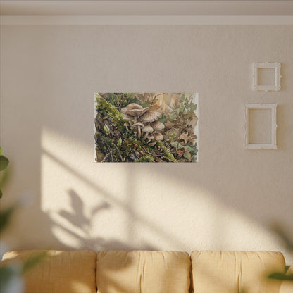 Wild Mushrooms Canvas Art | Spring Japandi Watercolor Art