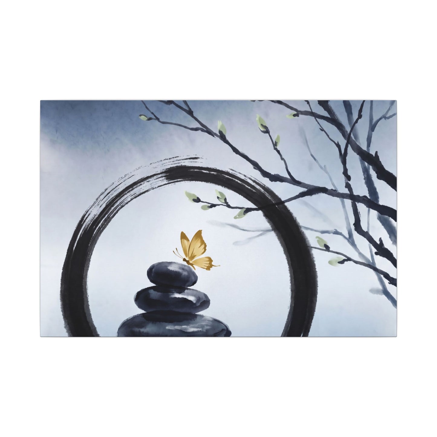 River Stones Spring Canvas Art | Zen Peaceful Design