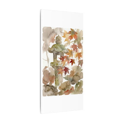 Stone Lantern Watercolor Canvas Art | Earthy Japandi Art
