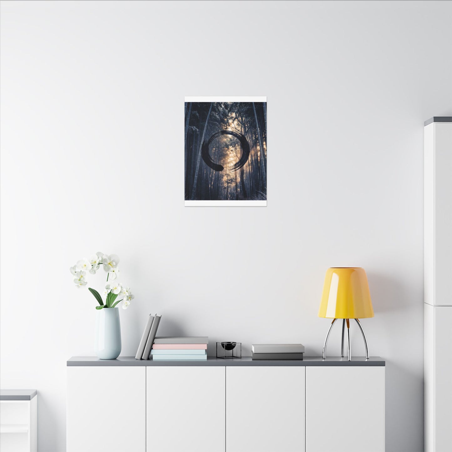 Bamboo Grove Canvas Art | Winter Zen Enso Art